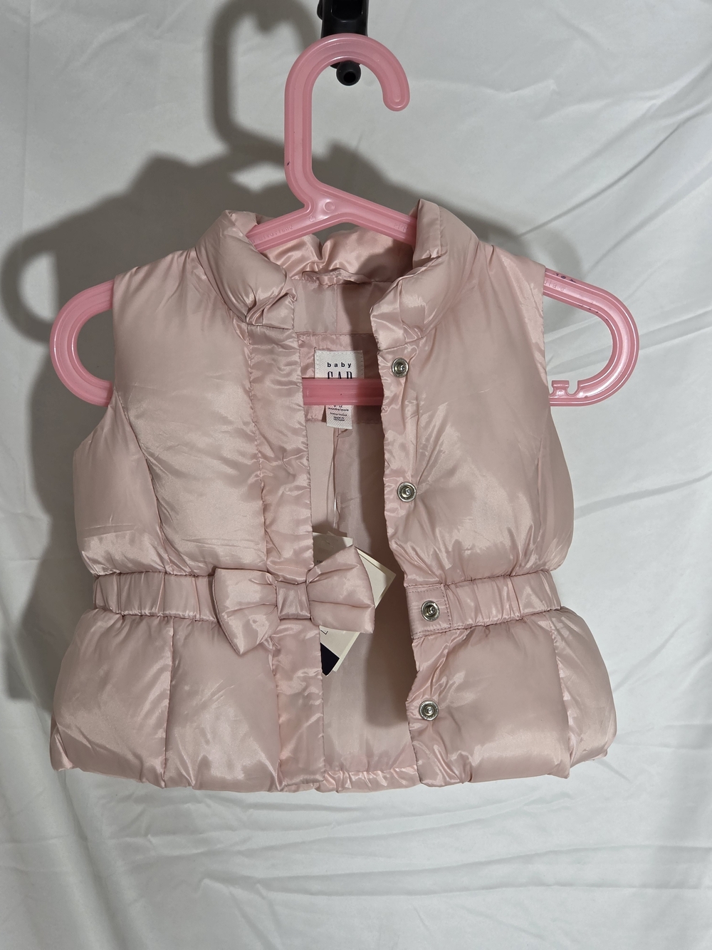 GAP Pink Puffer Vest with Bow Detail